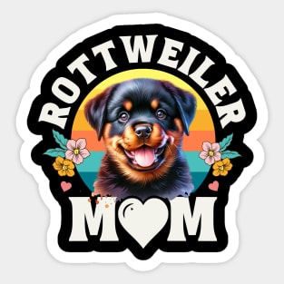 Colorful Rottweiler Mom Retro Sunset Dog Lover Mother's Day Sticker